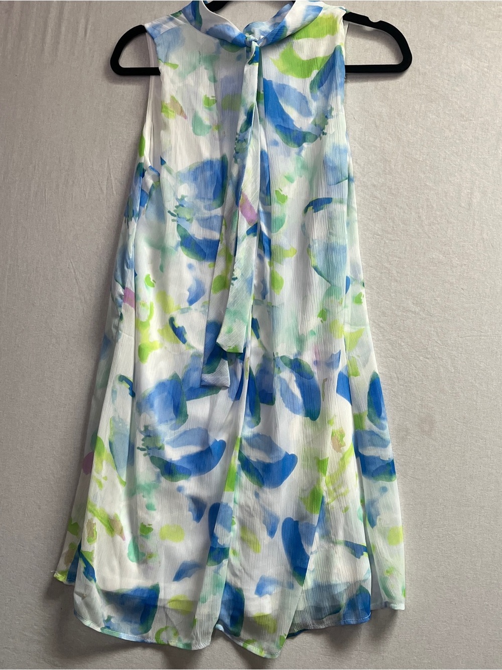 DKNY Watercolor Floral Sleeveless Dress High Neck Blue Green White Size 2 - Picture 2 of 8